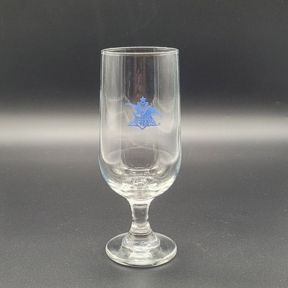 Vintage Anheuser-Busch Stemmed Glass Blue Logo Barware 7" Tall (Replacement)
